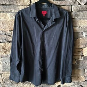 Men’s Alfani solid black dress shirt slim fit stretch size Large 34 - 35